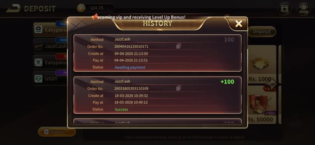 deposit list of royal x caino game
